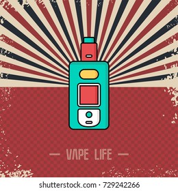 retro vaporizer electric cigarette vapor mod - vape life vector