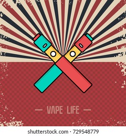 retro vaporizer electric cigarette vapor mod - vape life vector