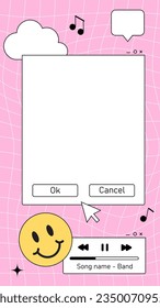 Retro vaporwave banner concept. Old UI and UX elements for website and webpage. Interface in retro style for smartphone. Template, layout and mock up. Cartoon flat vector illustration
