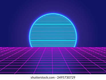 Retro vapor-wave  Synthwave sunset background