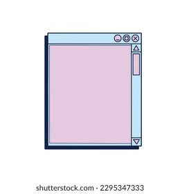 Retro vaporwave Y2K computer interface. Vintage old browser and dialog window template in 90s style.