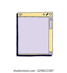 Retro vaporwave Y2K computer interface. Vintage old browser and dialog window template in 90s style.