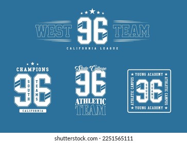 Retro varsity logos imprint. University slogan typography design. Vector illustration for fashion tee, t-shirt or other uses. 

