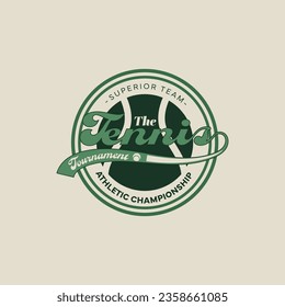 Retro varsity tennis logos prints. University slogan typography design. Vector illustration for fashion tee, t-shirt and poster