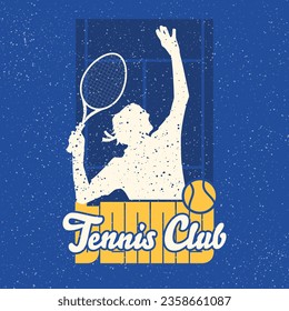Retro varsity tennis logos prints. University slogan typography design. Vector illustration for fashion tee, t-shirt and poster