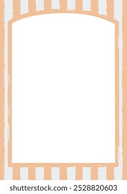 retro vaudeville seaside carnival booth full page poster grunge mid century cartoon mask frame with rotten wood effect and rough pastel stripes vector vintage background design resource