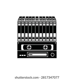 Retro VCR player with video tapes