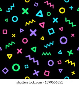 Retro vector abstract pattern in geometric style. Classic color with vector geometric figures.Vector form a triangle, a line, a circle. Hipster vector fashion Memphis style.