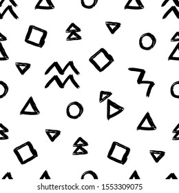 Retro vector abstract pattern in geometric style. Classic color with vector geometric figures.Vector form a triangle, a line, a circle. Hipster vector fashion Memphis style.
