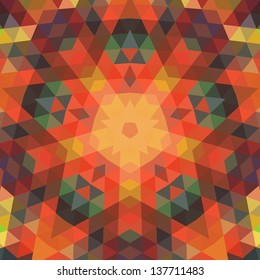 Retro vector backdrop of geometric shapes. Colorful mosaic banner. Geometric hipster retro background with place for your text. Retro triangle background