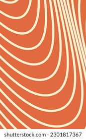 Retro vector backdrop in groovy style. Abstract curves in orange and beige colors perfect for prints, posters, cards and stationery for kids and adults