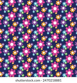 Retro Vektorgrafik Hintergrund mit Blumen für Social Media Beiträge, Banner, Kartendesign, etc.