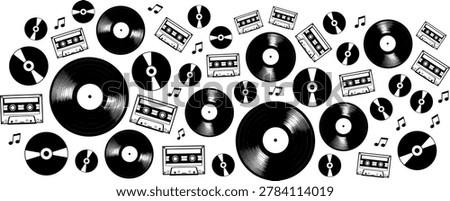 Retro Vector Background Graphics Set: Music Media – CDs, Vinyl Records, and Cassettes – A Collection and a Passion