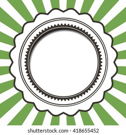 Retro Vector Background. Green Vintage Star Shaped Background with Circle Paper Label.