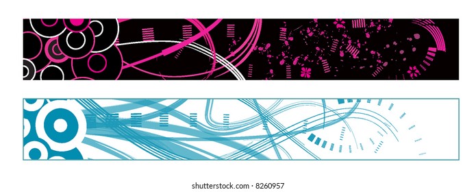 retro vector banners with branches and swirls