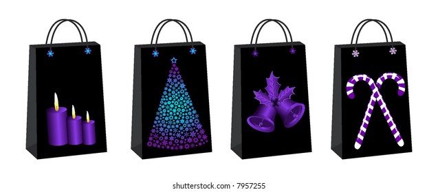 retro vector christmas bags