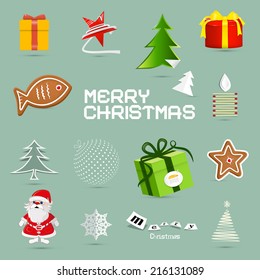Retro Vector Christmas Symbols - Icons Set 