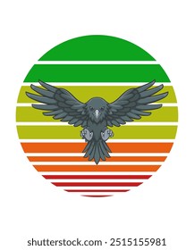 a retro vector circle containing an eagle