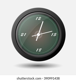 Retro vector clock with scale and arrows, Vector Illustration