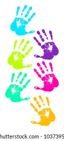 retro vector colorful handprints