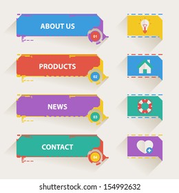 Retro Vector Design Icons. Color Web Symbols. Clean Set.