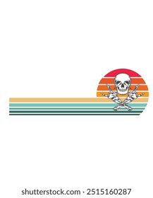 a retro vector design with a skull head