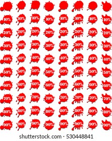 Retro Vector Discount Sale Splashes Set Isolated on White Background