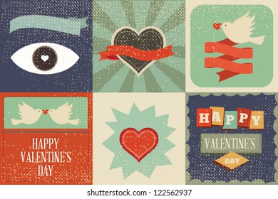 Retro vector elements, Valentine card