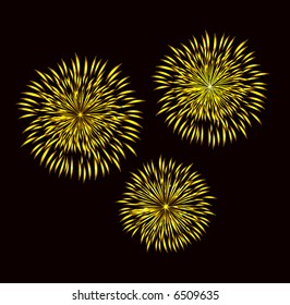 retro vector fireworks exploding on sky