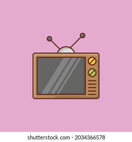 retro vector flat color icon