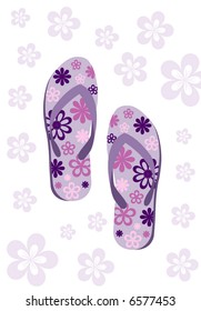 retro vector flipflops with retro flowers