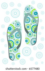 retro vector flipflops with retro grunge circles