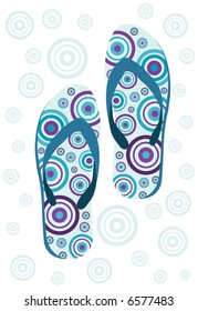 retro vector flipflops with retro grunge circles