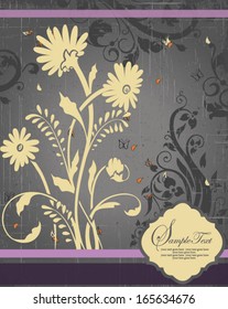retro vector floral background with retro elements