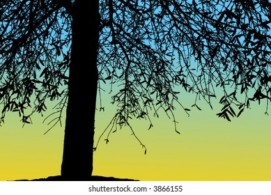 retro vector floral tree