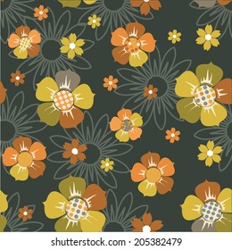 Retro vector flower seamless pattern