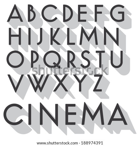 Retro vector font. Vintage letters with long shadows. Vintage movie poster type.