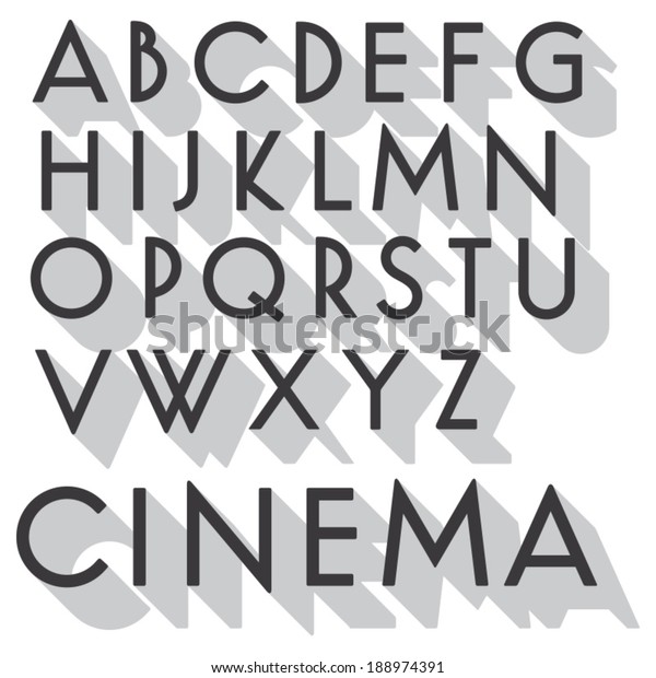 レトロなベクター画像フォント 長い影とビンテージ文字 ビンテージ映画のポスタータイプ のベクター画像素材 ロイヤリティフリー