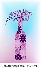 retro vector fruit juice bottle design with flowers