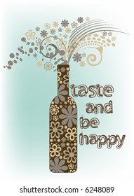 retro vector fruit juice bottle design with flowers and typography