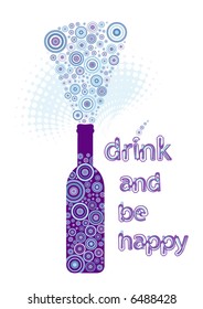 retro vector fruit juice bottle design with grunge circles and typography
