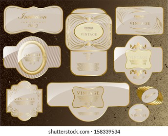 Retro vector gold framed label. Premium design elements/ Old style frame