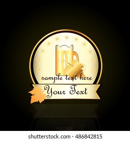 Retro Vector Golden Badge. Typographic Design - Beer.