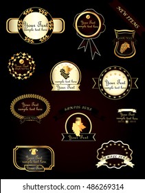 Retro Vector Golden Badges and Labels Collection. Premium design elements.