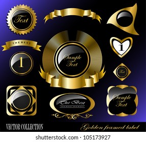 Retro vector golden framed label. Premium design elements.