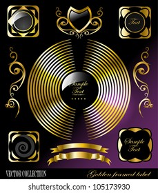 Retro vector golden framed label. Premium design elements.