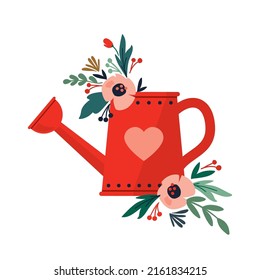 Retro vector gramophone with flowers on white background