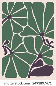 Retro vector groovy wall art poster design. Flowers and botanicals poster