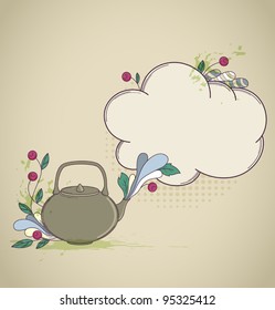 Retro vector hand drawn teapot and place for text