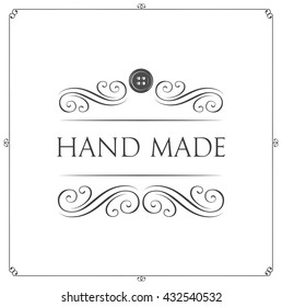  retro vector hand made badge. Ornate frame elements. Vintage and filigree decoration. hand made button. clothing accessories element.  Vintage label for tailor shop. hand made badge and label. 